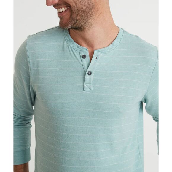 Double Knit Henley in Blue Surf/White Stripe | Sz: L | NWOT - Picture 2 of 4